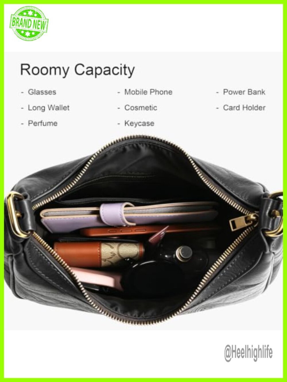 Hobo Shoulder Bag Vintage PU Adjustable Strap Zip - Picture 3 of 6
